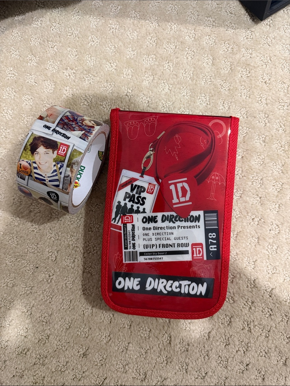 One Direction 1D Red Kids Pencil Case and roll of Duck Tape